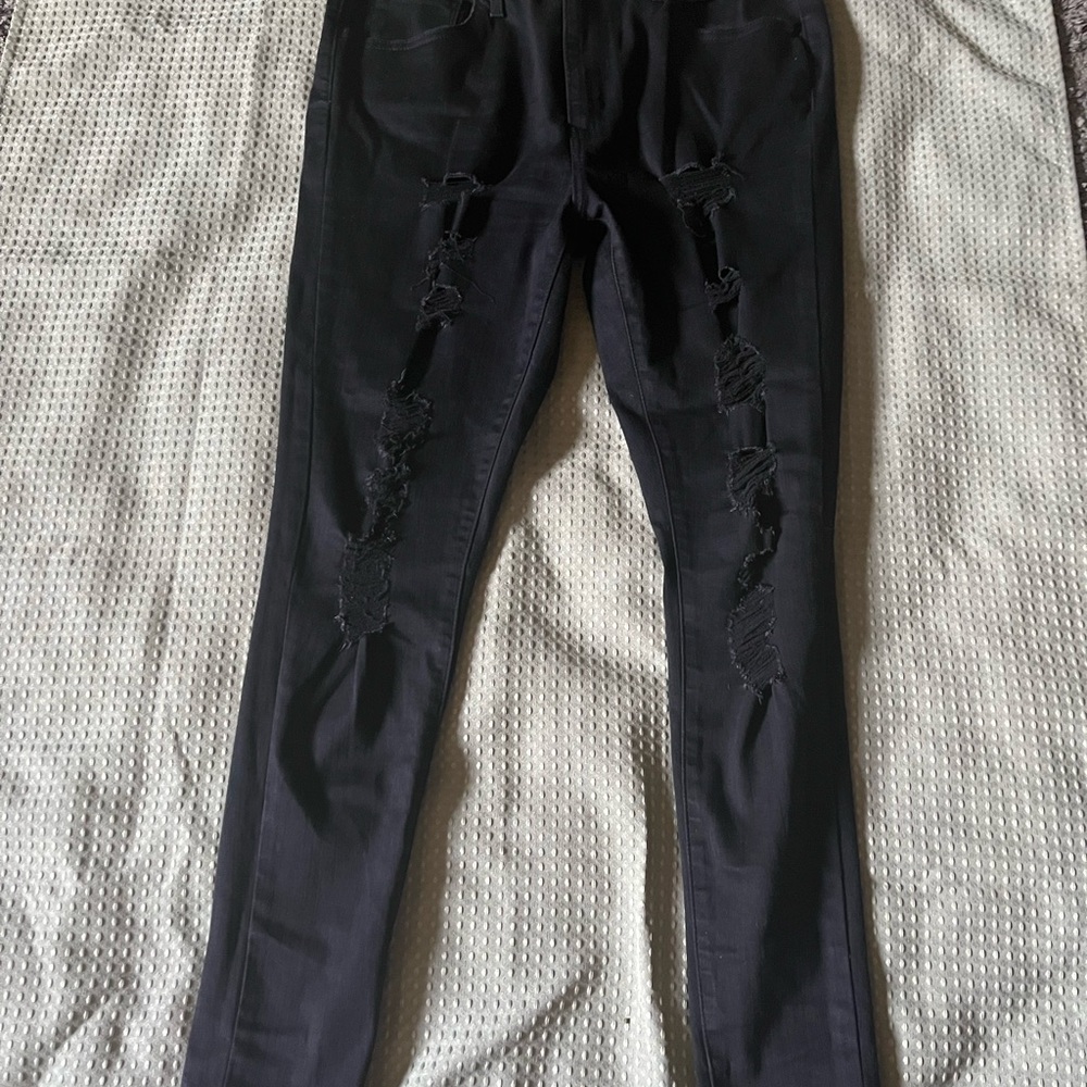 Levi Black Distressed Slim Fit Denim Jeans Size 31